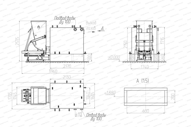 Котел КВм 0.6 с ТШПМ чертеж